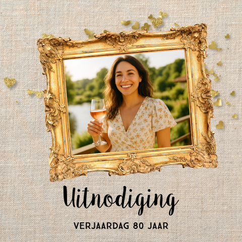 Uitnodiging 80e verjaardag met confetti