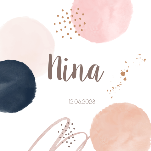 Geboortekaartje bollen en stippen meisje