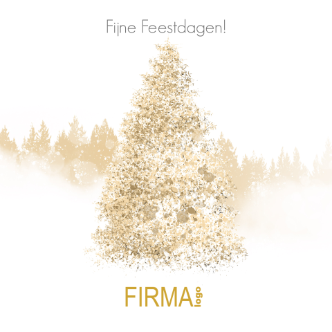 Kerstkaart met goud look kerstboom winter