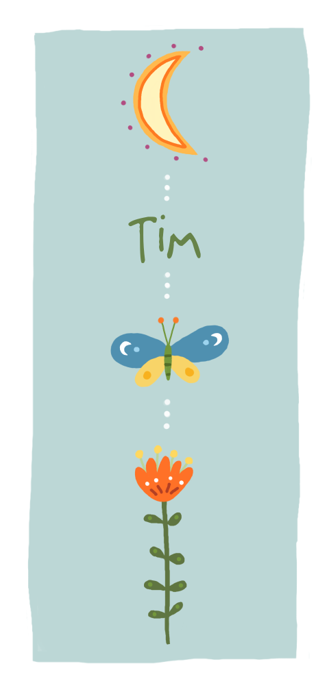 Lief geboortekaartje met vlindertje maan en bloem voor een jongen