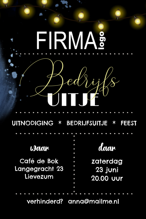 Bedrijfsuitje uitnodiging modern met lampjes