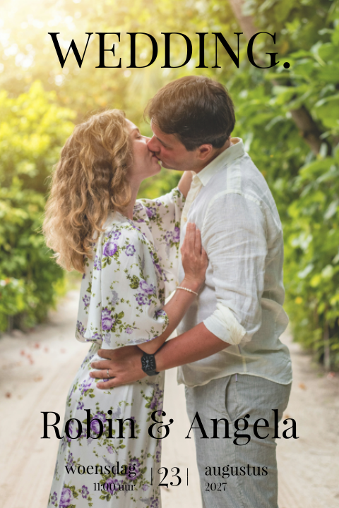 Een mooie klassieke trouwkaart met ruimte voor een eigen foto.