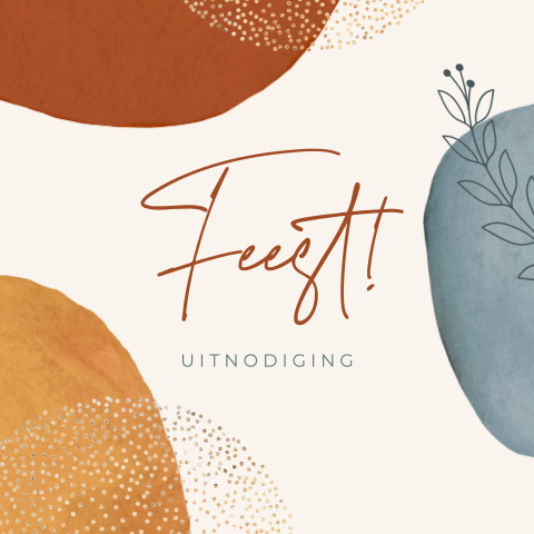 Uitnodiging feestje met kleurrijk abstracte elementen