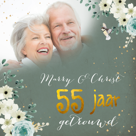 Jubileum uitnodiging 55 jaar getrouwd goud look