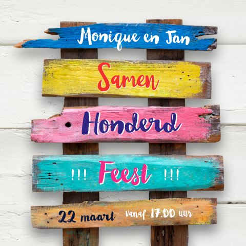 Uitnodiging samen 100 gekleurde pallet hout