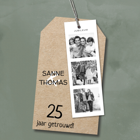 25 jaar getrouwd uitnodiging met fotostrip-look