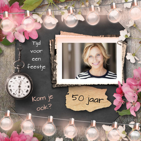 Uitnodiging voor een 50ste verjaardag met lampjes