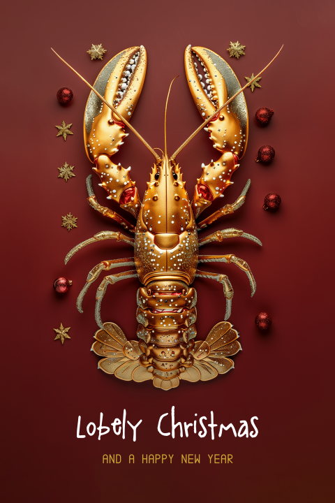 Kerstkaart met LOBSTER - KREEFT