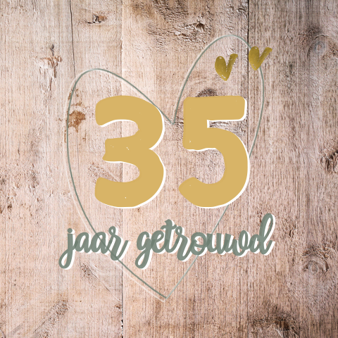Jubileum uitnodiging 35 jaar getrouwd met hout