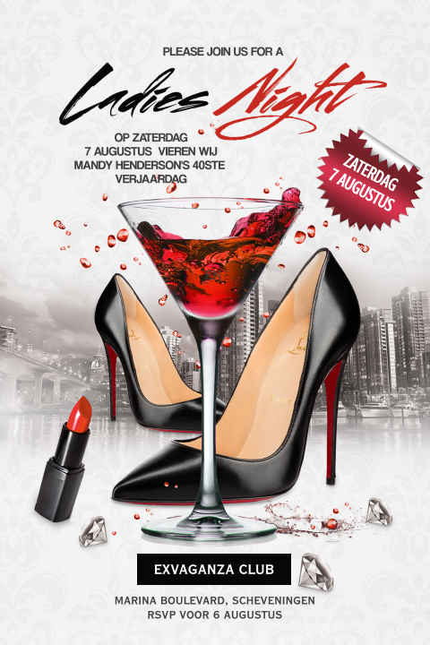 Uitnodiging voor een 40 jarig feest ladies night