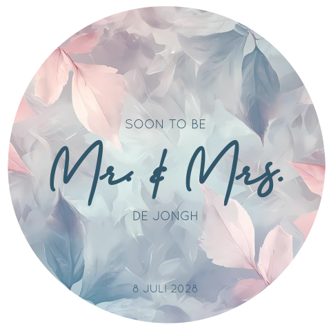 Ronde trouwkaart kleurrijk ontwerp met bladeren