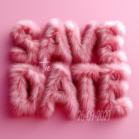 Save the date roze knuffel letters