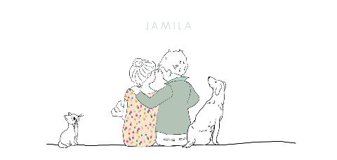 Geboortekaart meisje papa en mama met hond of kat