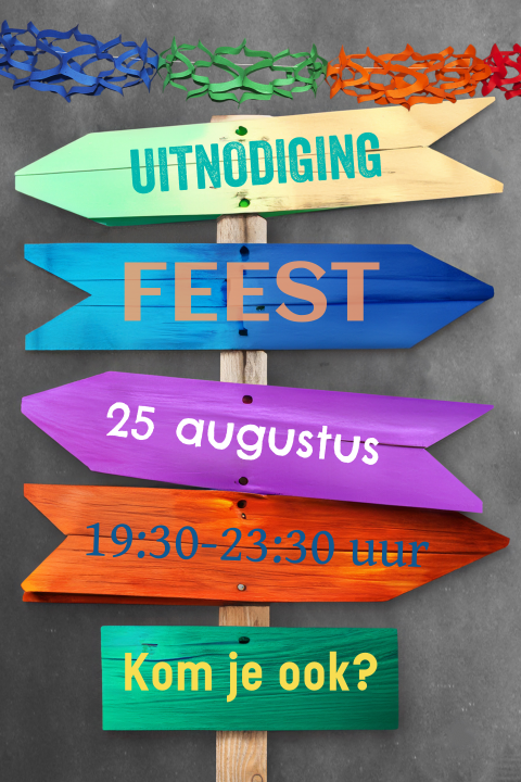 Uitnodiging verjaardag of feestje met wegwijzer bord kleur