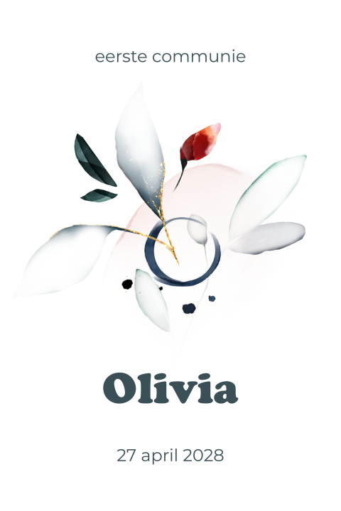 Communie kaart modern met bloem