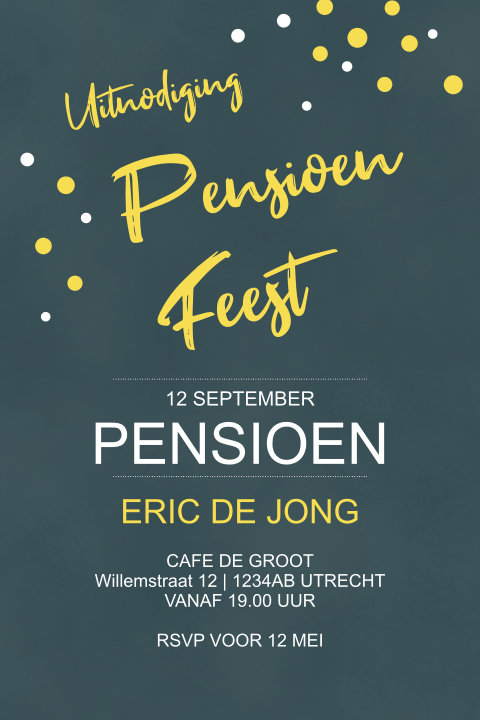 Uitnodiging pensioen feest ronde kanten en velvet groen