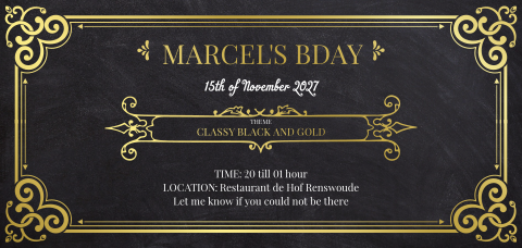Luxe zwart gouden ticket uitnodiging verjaardag