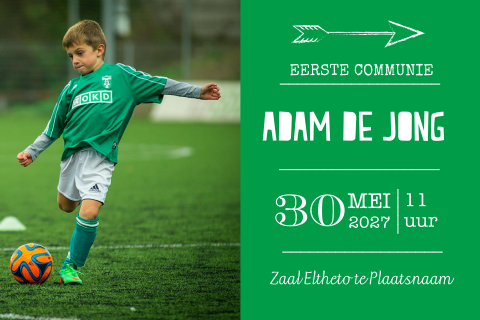 Uitnodigingen communie voetbal met foto