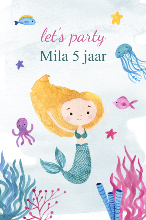 Uitnodiging verjaardag met zeemeermin