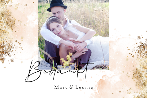 Bedankkaart trouwen foto watercolor