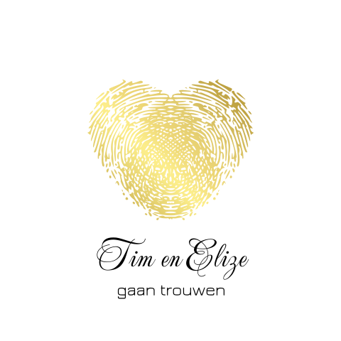 Mooie trouwkaart met échte goudfolie vingerafdruk