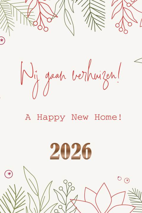 Kerst verhuiskaart met wij gaan verhuizen