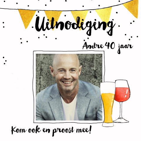 Uitnodiging verjaardag 40 jaar man slinger bier wijn
