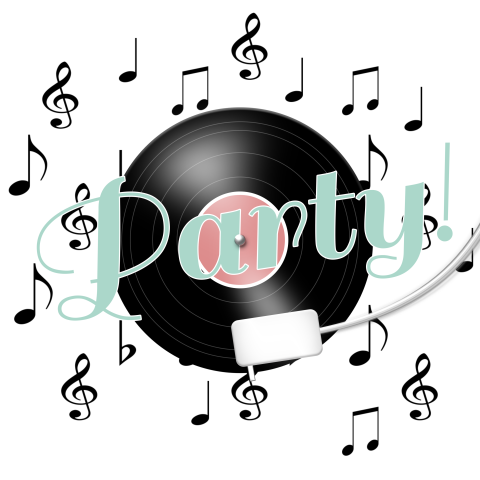 Uitnodiging voor een feest met muzieknoten mint groen