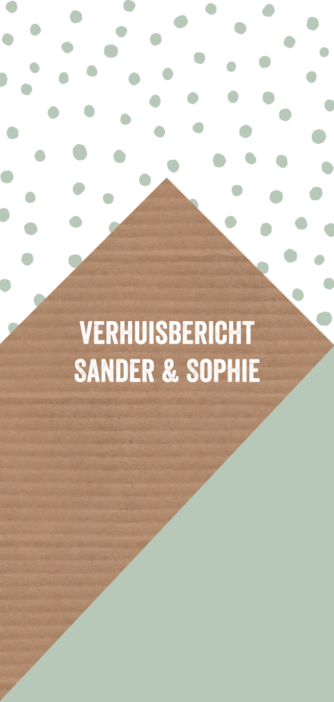 Verhuiskaart hip langwerpig huisje stippen