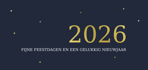 Hippe zakelijke kerstkaart nieuwjaarskaart met jaartal 2026 goudfolie