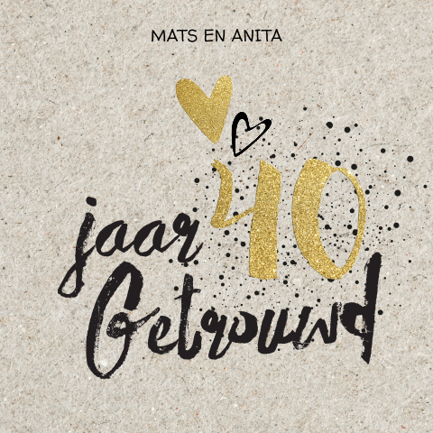 Leuke uitnodiging 40 jaar getrouwd op kraft-look