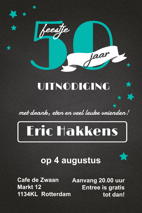 Uitnodiging feestje 50 jaar met sterren