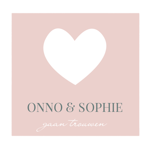 Luxe trouwkaart met doorkijk in de vorm van een hart