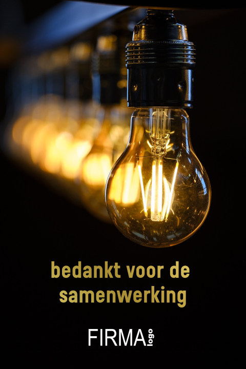 Kerstkaart samenwerking energie met gloeilamp