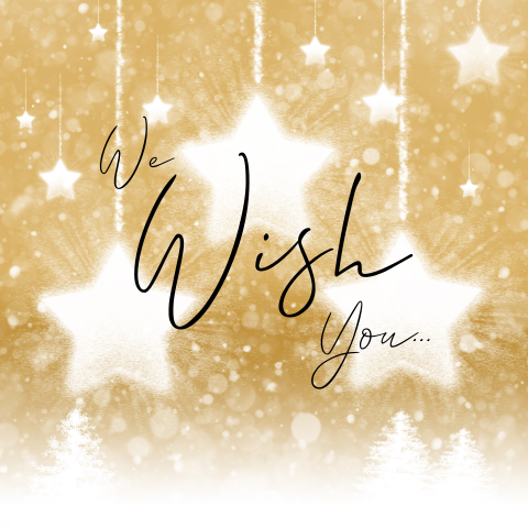 Kerstkaart vallende kerststerren wensen