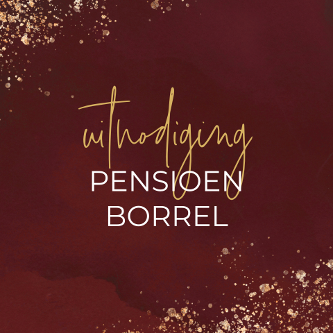 Pensioenborrel uitnodiging goudlook spetters proosten gezelligheid