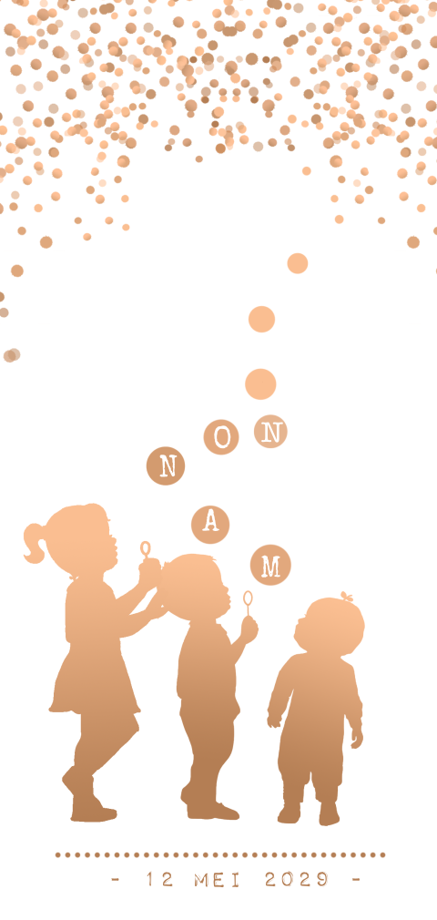 3de kindje geboortekaart meisjes met bellenblaas