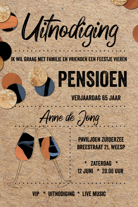 Feestelijke uitnodiging voor een pensioenfeest