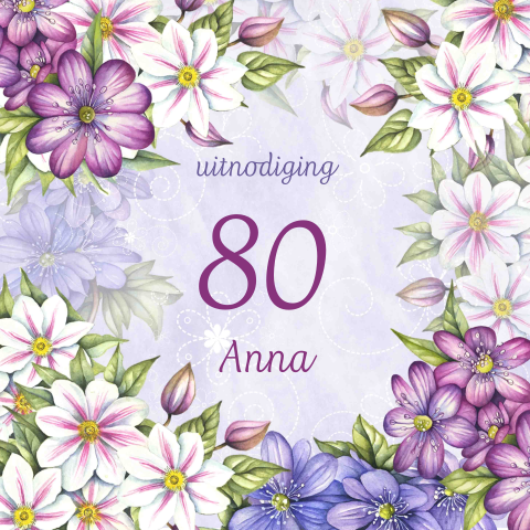Uitnodiging feestje 80e verjaardag clematis