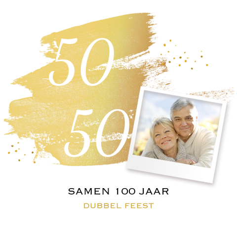 Uitnodiging samen 100 goud tinten confetti streep en foto