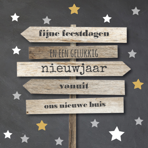 Hippe kerstkaart krijtbord wegwijs hout