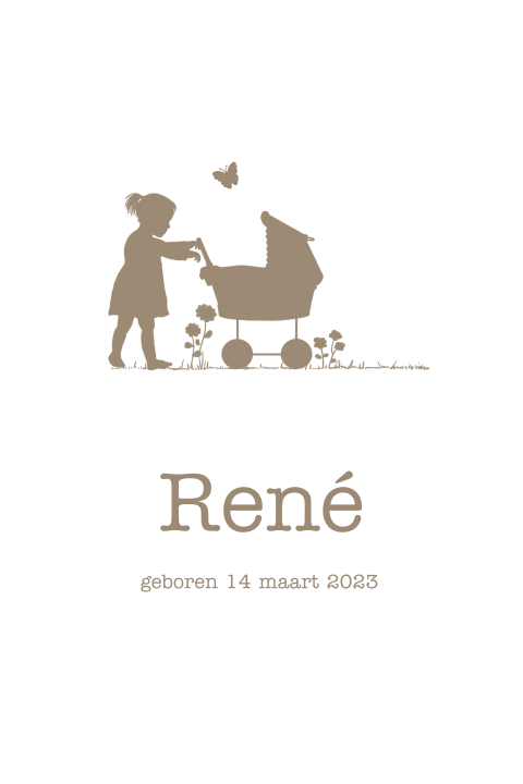 Silhouetten geboorte kaartje tweede kindje met zusje