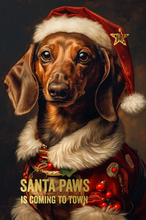 Zakelijke kerstkaart met een kerst teckel