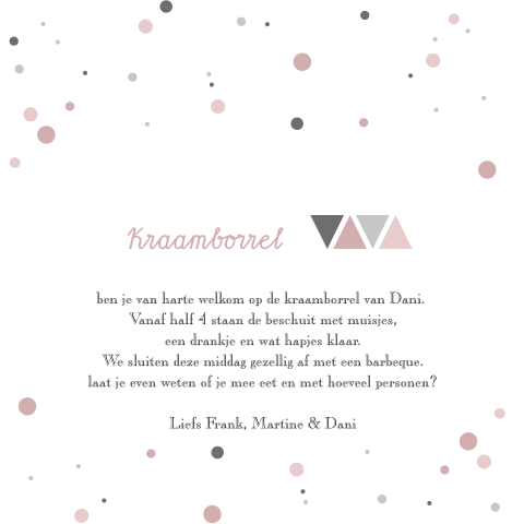 Kraamborrel kaartje roze geometrie