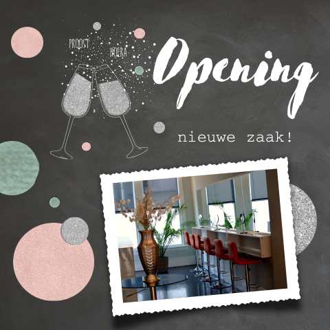 Opening uitnodiging foto en zilveren glitter glazen 