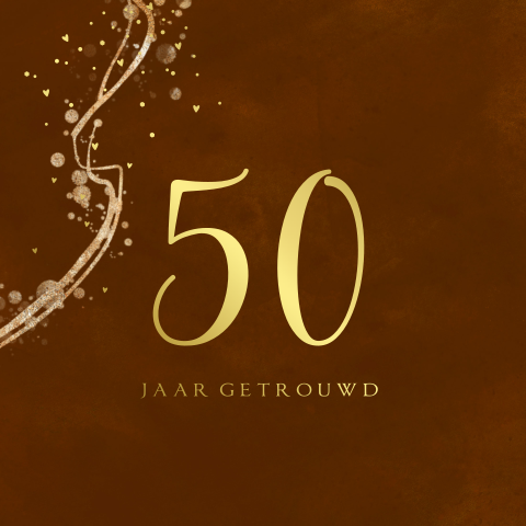 50 jaar getrouwd uitnodiging in cognac kleur