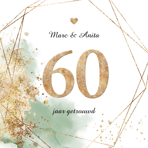 60 jarig jubileum uitnodiging groen met waterverf