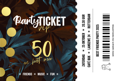 Moderne uitnodiging party ticket 50 folie