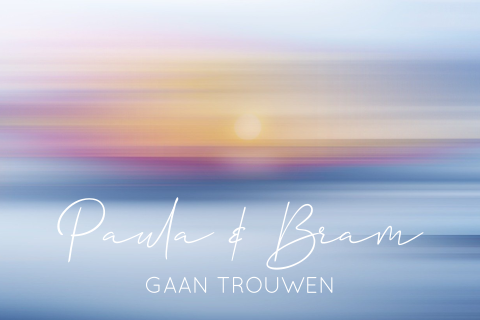 Trouwkaart zon zee en strand zonsondergang