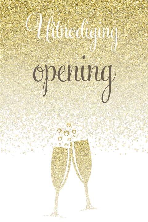 Uitnodiging opening met champagne glazen